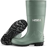HISEA Men's Rain Boots PVC Rubber Boots with Steel Shank Waterproof Garden Fishing Outdoor Work Boots Durable Slip Resistant Mud Rainboots for Agriculture and Industrial Working