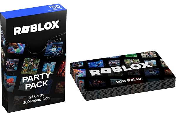 Roblox Party Pack Physical Gift Cards (Multipack of 25 x $2, 200 Robux Each) - $50