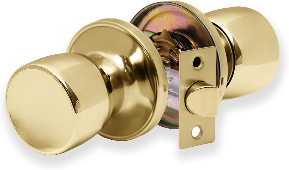 XFORT Tulip Passage Knob Set Polished Brass for Internal Doors