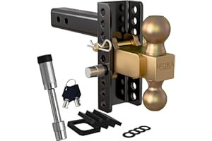 IFOKA Adjustable Trailer Hitch, 6 Inch Drop Hitch Ball Mount, 20,000 LBS GTW, Tow Hitch for Heavy Duty Truck with Double Hitch Locks and Pin, Solid Shank (2 Inch Receiver)