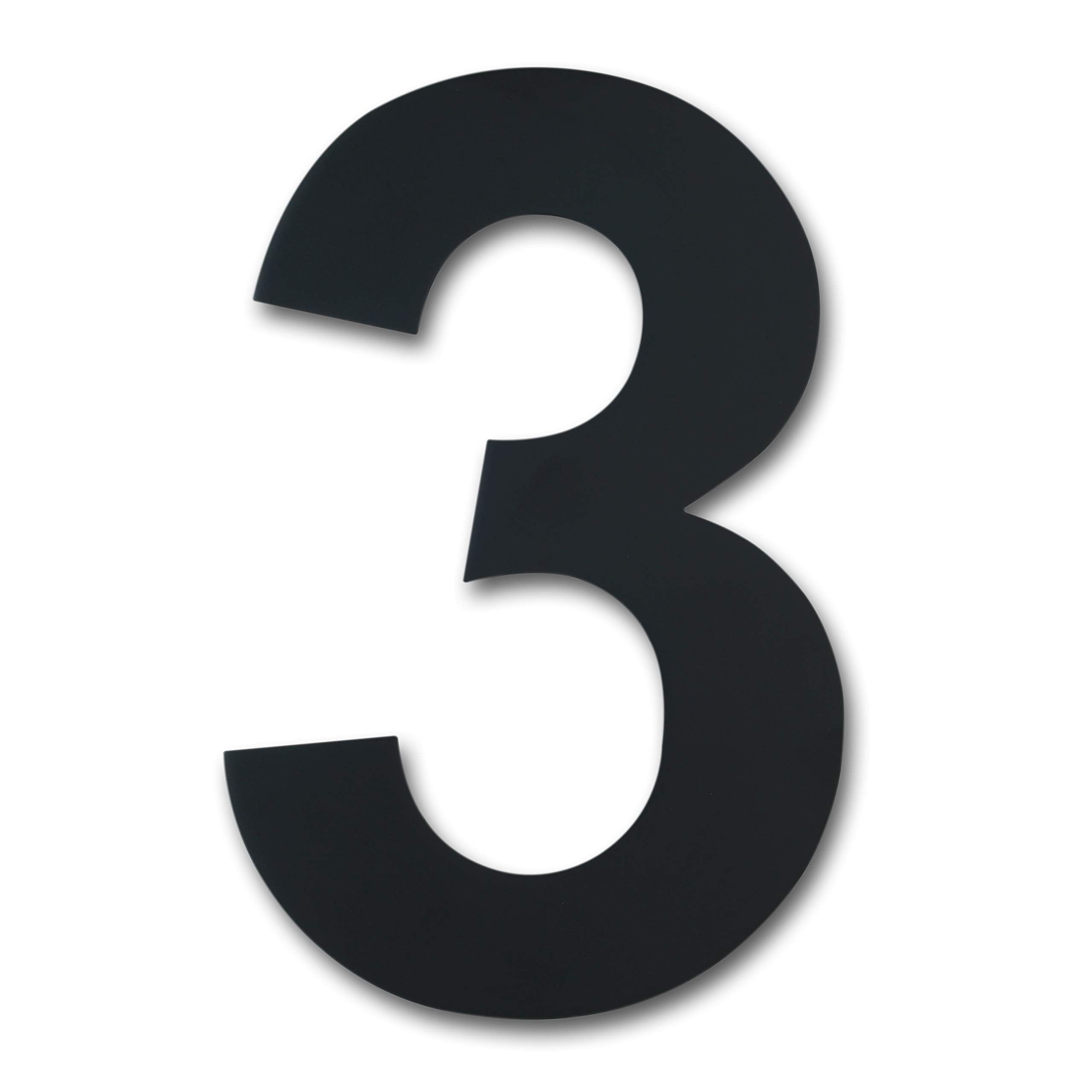 Large Brushed Modern House Number -8 Inch 203mm Height Black, Made of Solid 304 Stainless Steel, Floating Appearance and Easy to Install (Number 3 Three)