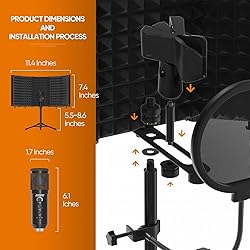 Studio Recording Microphone Isolation Shield with