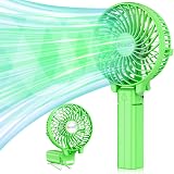 VersionTech Hand Held Fan Portable USB Rechargeable 3 Speeds Green view 1