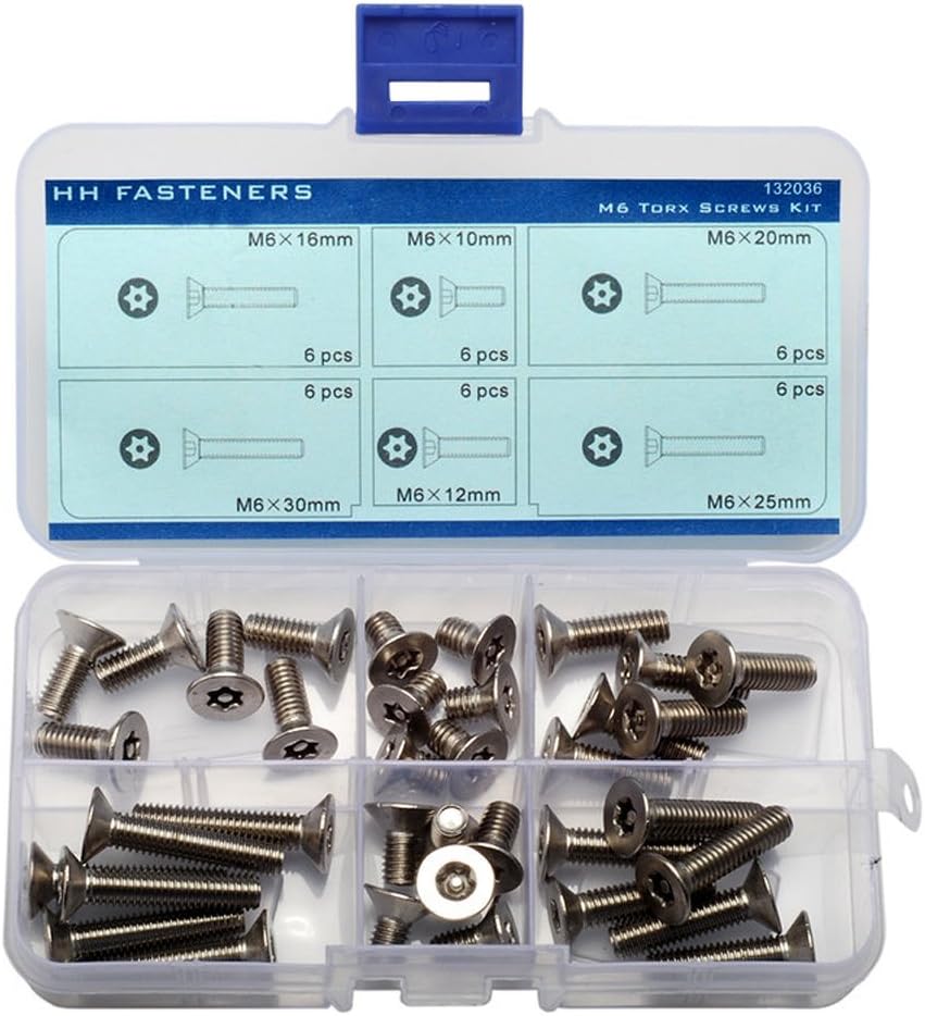 M6 TamperResistant Security Screws Flat Head Assortment Kit 6lobe torx screws