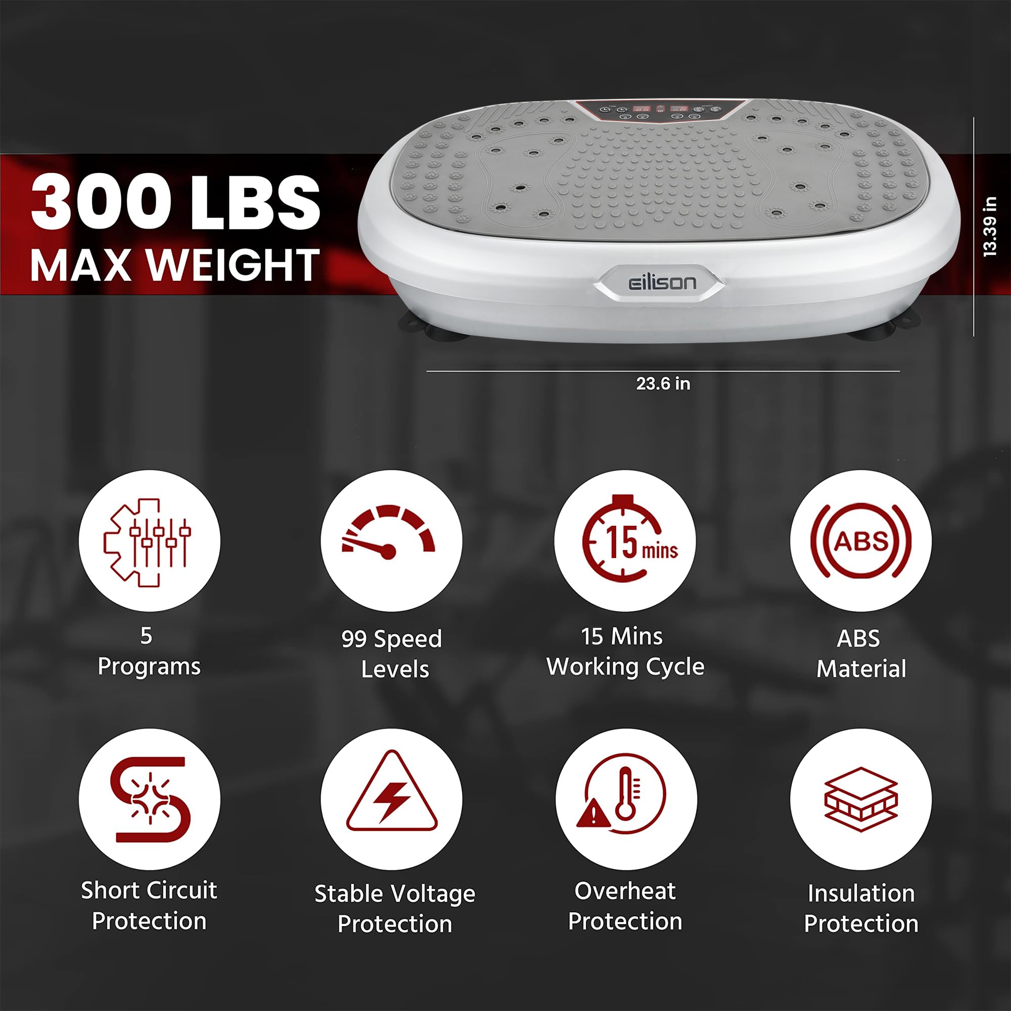 EILISON FitMax 3D XL Vibration Plate Exercise Machine - Whole Body Workout Vibration Platform w/Loop Bands - Lymphatic Drainage Machine for Weight Loss, Shaping, Wellness, Recovery