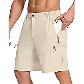 SERAMY Mens Hiking Cargo Shorts with 6 Zipper Pockets 9" Quick-Dry Lightweight Short for Golf Casual Fishing