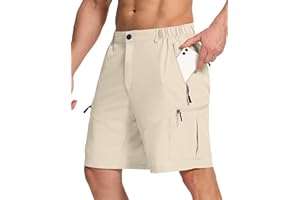 SERAMY Mens Hiking Cargo Shorts with 6 Zipper Pockets 9" Quick-Dry Lightweight Short for Golf Casual Fishing