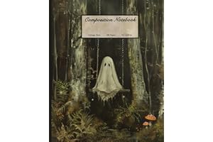 Composition Notebook College Rule: Halloween Notebook, Lonely Ghost on a Swing, Gothic Paranormal Vibe - Cute but Spooky Gift for Kids, Teens & Adults