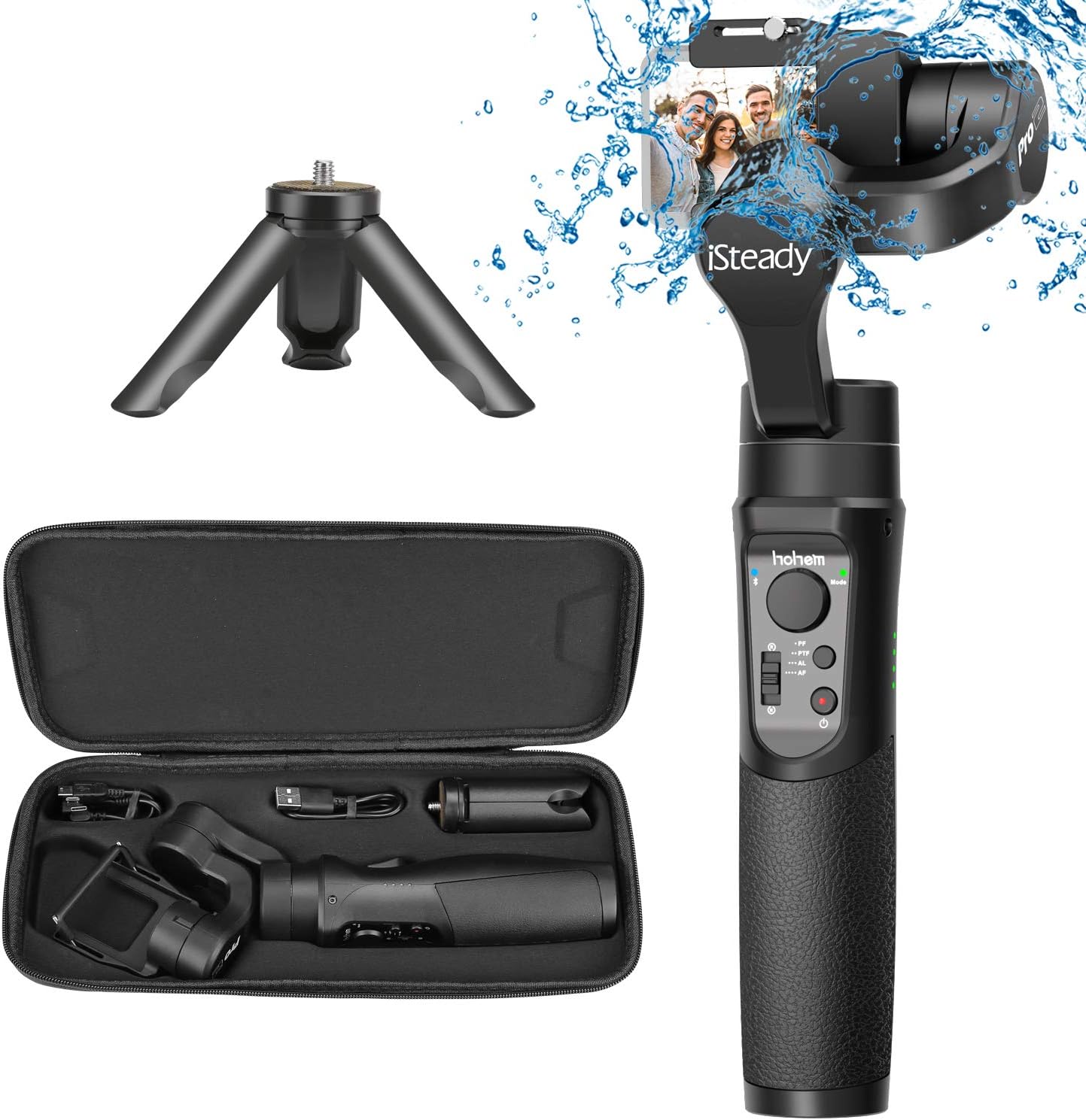 HOHEM 3-Axis GoPro Gimbal Stabilizer for DJI OSMO ACTION Action Camera Handheld Stabilizer 12h Runtime Rechargeable Battery Powered Gimble Stabilizer for GoPro Hero 7/6/5/4/3 OSMO ACTION