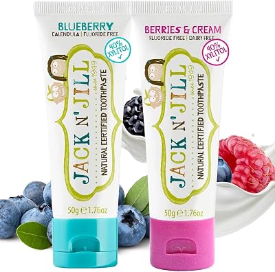 Jack N Jill Natural Certified Kids Toothpaste Fluoride Free 50g 2 pack