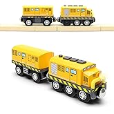 Battery Train Set for Wooden Tracks, Motorized Locomotive Train Toy for Kids, Electric Trains Accessories with Magnetic Trains Compatible with Thomas, Brio, Chuggington, Melissa & Doug