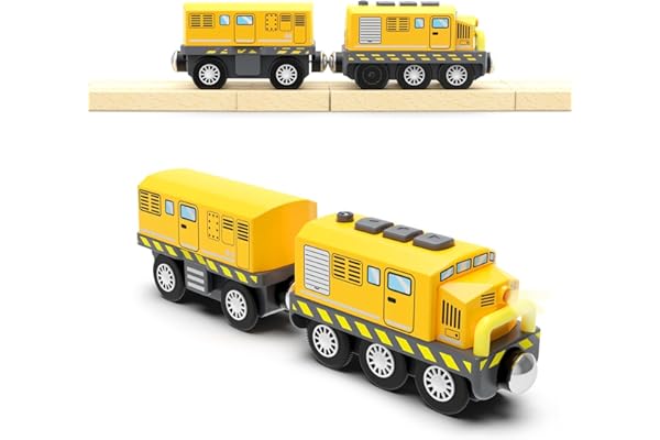 Battery Train Set for Wooden Tracks, Motorized Locomotive Train Toy for Kids, Electric Trains Accessories with Magnetic Train