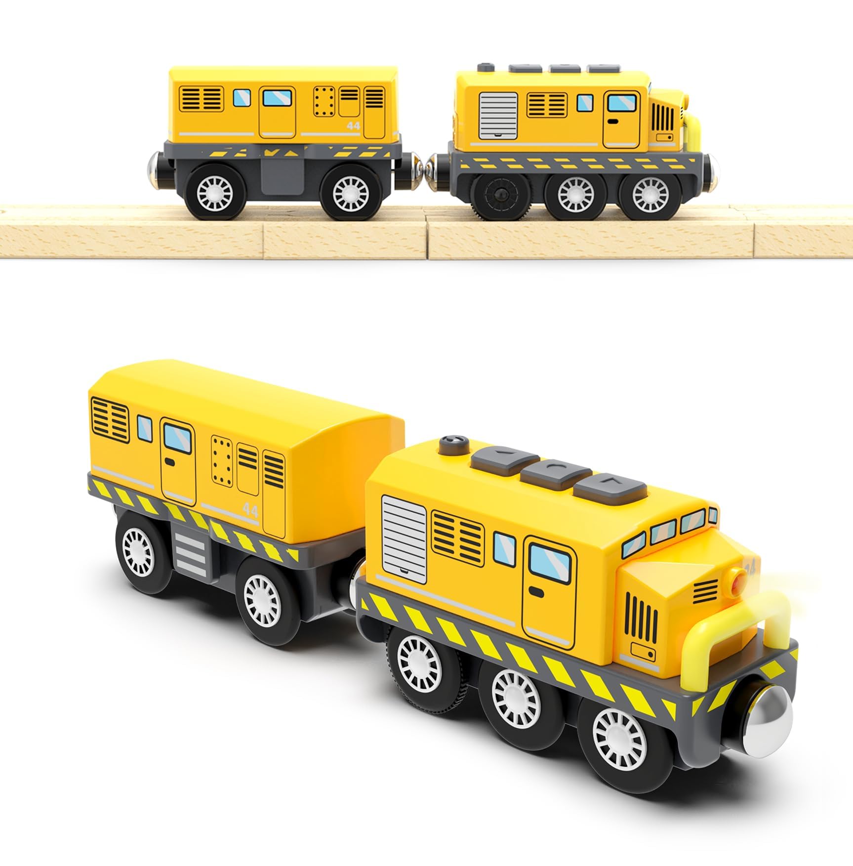 Photo 1 of Battery Train Set for Wooden Tracks, Motorized Locomotive Train Toy for Kids, Electric Trains Accessories with Magnetic Trains Compatible with Thomas, Brio, Chuggington, Melissa & Doug