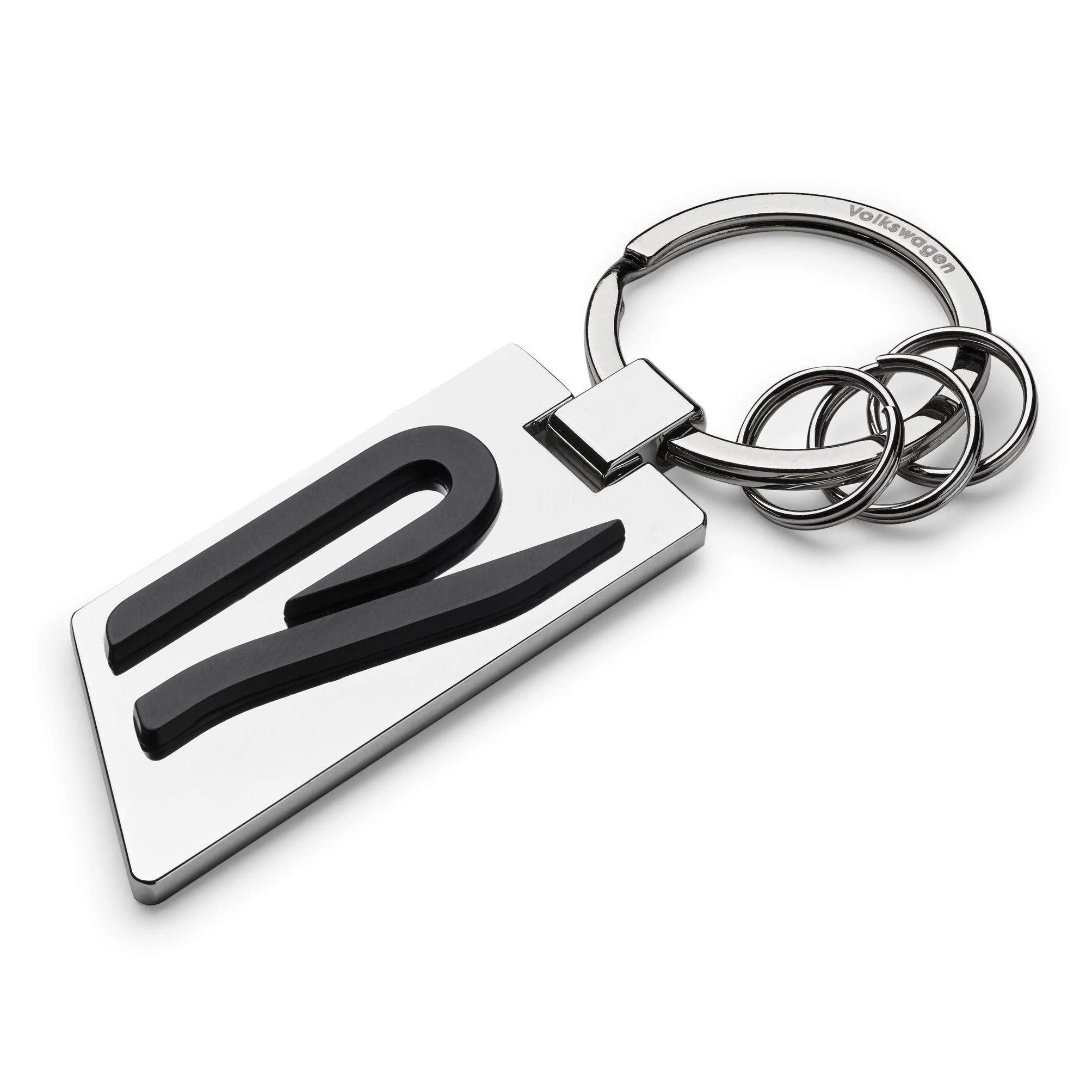 Volkswagen 5H6087010 Keyring Original R Logo Metal Silver/Chrome/Black, M