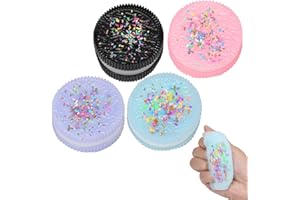JIACAI 4pcs Handmade Soft Cookie Squishy Silicone Stress Relief Squishy Toy Pink Cookie Dessert Kawaii Squishies Fidget Toy Stress Relieving Fur Ball OPP Packaging Gifts (4pcs)