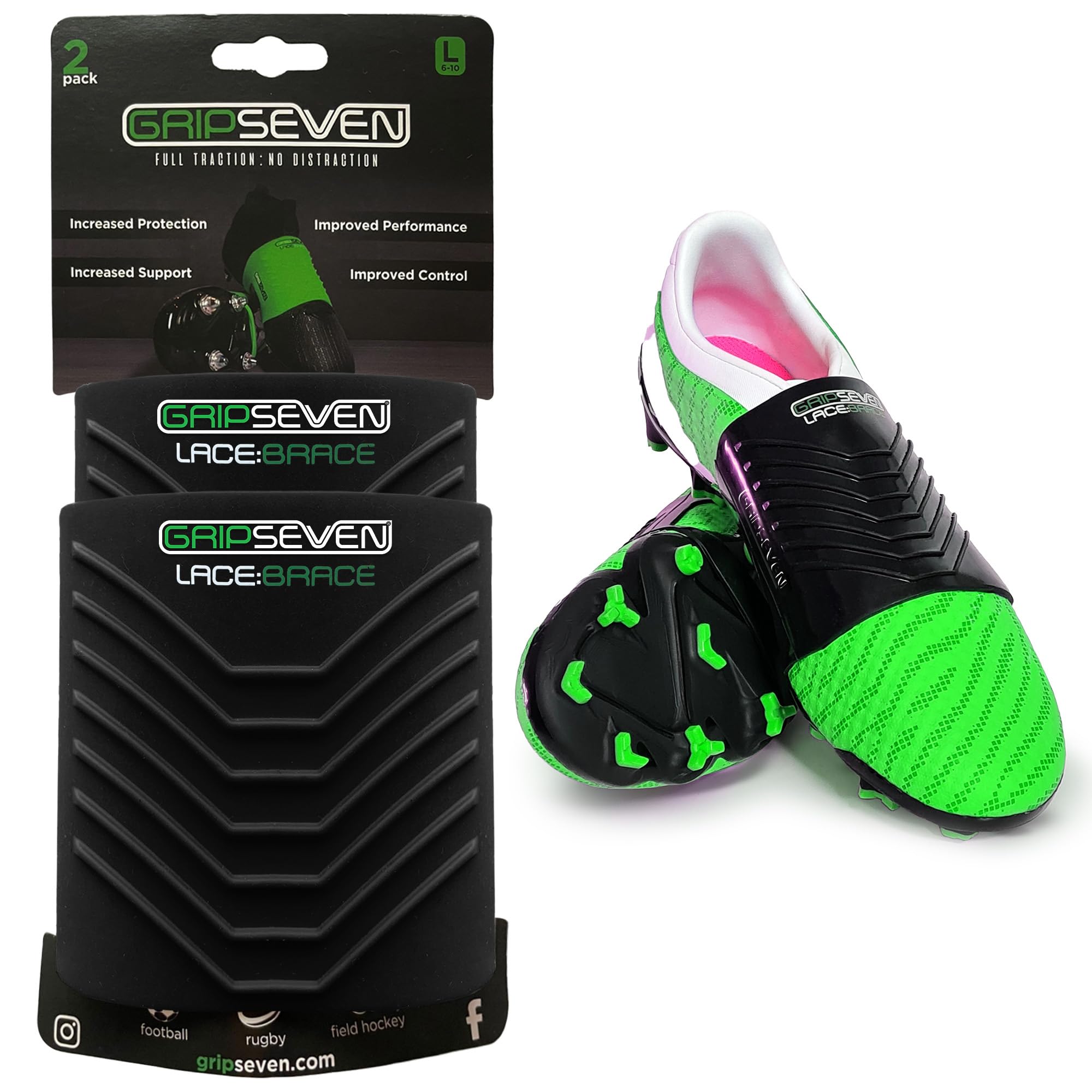 GRIP SEVEN Football Boots Lace Covers, Size 1-5 UK Rugby Boots Laces Covers Made from Durable Silicone, Football Accessories for Men, Women, Kids, Keeps Laces Tied During Sports