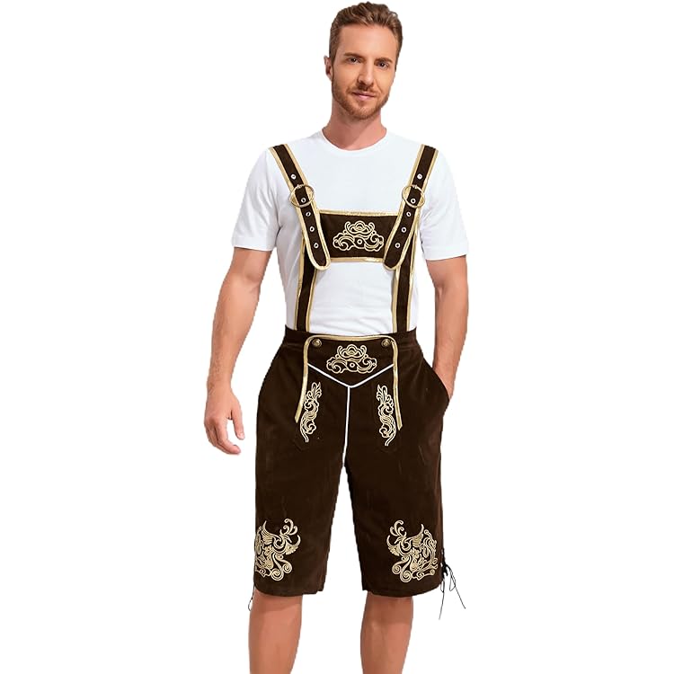 Mens Lederhosen Oktoberfest Costume Octoberfest Bavarian German Beer Hat - Foto 5