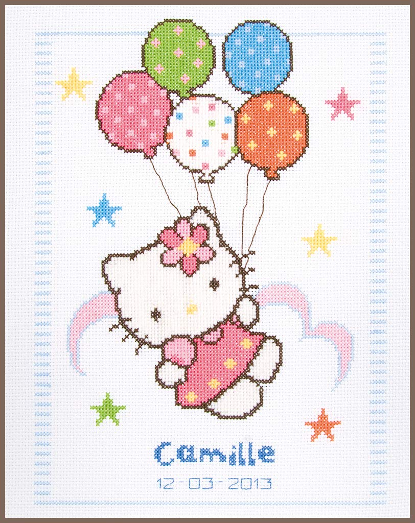 Vervaco Hello Kitty with Balloons Aida Counted Cross Stitch Kit