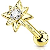 COCHARM 20g Cartilage Earrings 925 Sterling Silver Helix Earrings Star Tragus Stud Forward Helix Stud Conch Piercing Jewelry for Women