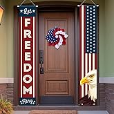 4th of July Decorations, Patriotic Decorations of Hanging American Flag Banners Porch Signs 12 x 71 in for Memorial Day Independence Day Veterans Day Labor Day for Yard Indoor Outdoor Décor
