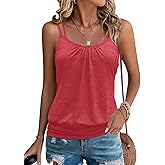 Micticsi Women's Sexy Spaghetti Strap Tank Tops Banded Bottom Scoop Neck Sleeveless Tops 2025
