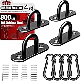 sprookber 304 Stainless Steel Pad Eye Snap Hooks, M6 Heavy Duty Ceiling Hooks, 800 lb Capacity Hammock Swing Hanging kit, Plant Hangers, Marine Hardware Staple Hook Loop with Screws, Set of 8(Black)