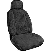 Eurow Australian Merino Sheepskin Car Seat Cover, Plush Universal Fit for Most Vehicles, Summer Cool & Winter Warm, Side Airbag Safe, Easy Installation, 56 x 23 Inches, Single Seat, Gray