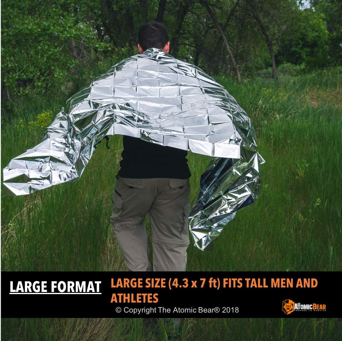 Emergency Blanket or Space Blankets - Ideal as a Survival Thermal Protection - Very Light Double Sided Sheet of Mylar Foil - Best for Bug Out Bag (BOB), EDC, First Aid Kit, Hiking, Camping, Hunting, F: Sports & Outdoors