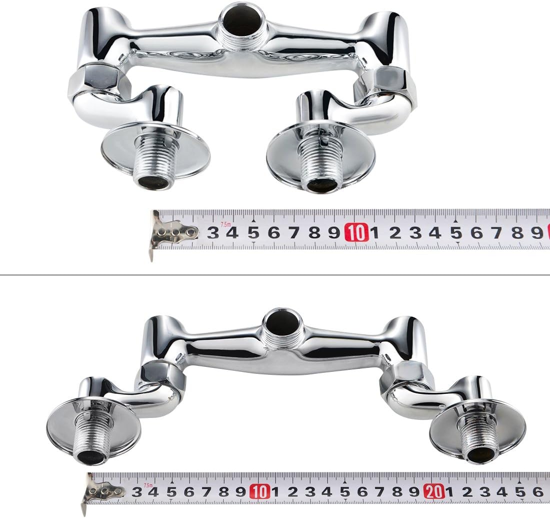 MaxSen 4-8 Inch Adjustable Center Wall Mount 25" Height Commercial Kitchen Sink Faucet Brass Mini Pre Rinse Unit With Pull Down Spray And 8 Inch Add on Spout (M6813-1P) - - 