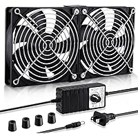 Wathai Big Airflow 2 x 120mm 240mm Computer Fan with AC Plug Cabinet Fan 110V 240V AC Power Supply, Speed Controller 3V to 12