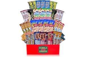BUNDLE O SNACKS Variety Healthy Snack Box (37 Count) | Healthy Gift Basket of Assorted Packaged Granola Bars, Breakfast Bars, Nuts, Peanuts, Almonds, Fruit Bars | For Valentine Day Work Breakroom, Fitness, College Dorm Military