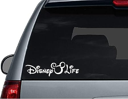 Amazon ディズニー ライフ ミッキー スワール マウスヘッド ホワイト 車用デカール ビニールバンパーステッカー 自動車アクセサリー ステッカー デカール 車 バイク