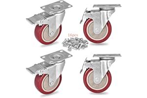 YOOGAA Caster Wheel 4 inch Heavy Duty Caster Set of 4 Double Lock Castors 360 Degree Rotatable for Cart, Furniture and Workbench 1200lbs Load Capacity