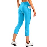 Women's 4D Padded Bike Pants High Waist Cycling Shorts Bicycle Capris 3/4 Biking Tights with Zipper Pockets