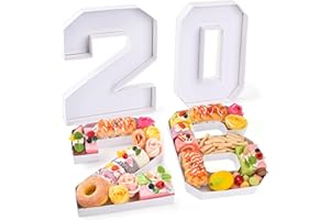 Datyiiha 2026 Set Cardboard Number for Charcuterie 10.2'' Fillable Tray Charcuterie Paper Box for Graduation Anniversary Birthday New Year Party Decorations Chocolate Cookies Goodie Cupcake Box