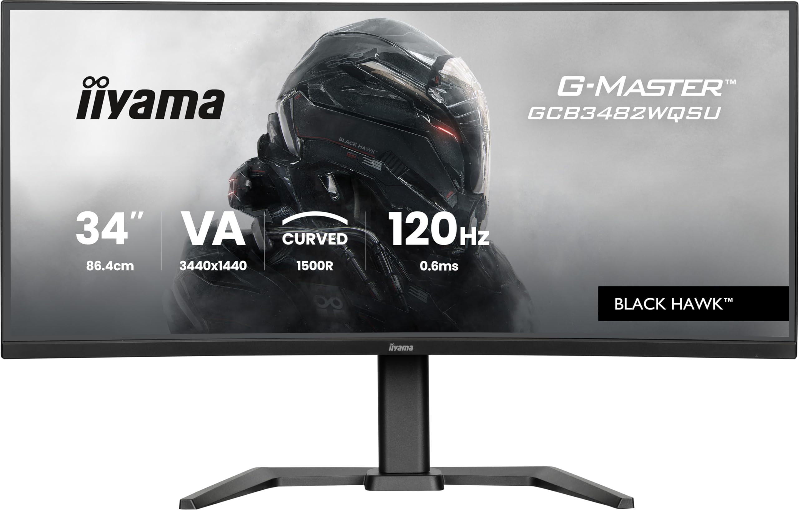 iiyama G-Master Black Hawk GCB3482WQSU-B1 Curved 1500R 86.4cm 34“ VA LED Gaming Monitor UWQHD HDMI DP USB3.2 USB-C 0.6ms 120Hz HDR400 FreeSync Premium Höhenverstellung schwarz 2