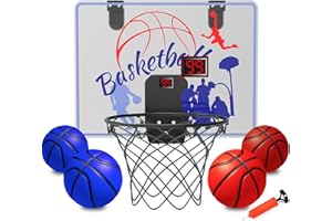 KGF Basketball Hoop Indoor for Kids 4-12 Years Old, Over The Door Mini Hoops with 4 Balls, Scoreboard & Music Accompaniment, Cheering Sounds, Indoor Basketball Hoop Sports Toy Gift for Boys Girls