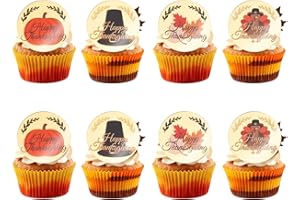 WOLPARK 20 Pcs Happy Thanksgiving Cupcake Topper Acrylic Engraved Thanksgiving Cake Topper Pumpkin Themed Baby Shower Birthday Party Supplies Reusable Acrylic Decorations for Cakes Gift Boxes DIY Crafts
