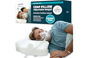 Lunderg CPAP Pillow for Side & Back Sleepers - Memory Foam with Adjustable Height - 2 Pillowcases Included (Machine Washable) - Reduce Air Leaks & Mask Pressure for Better Sleep - Works with ALL Masks