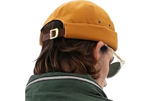 UNDERCONTROL Vintage Brimless Sailor Fisherman Leon Hat Miki Skull Docker Leather Strap Beanie Cap for Men & Women Korea