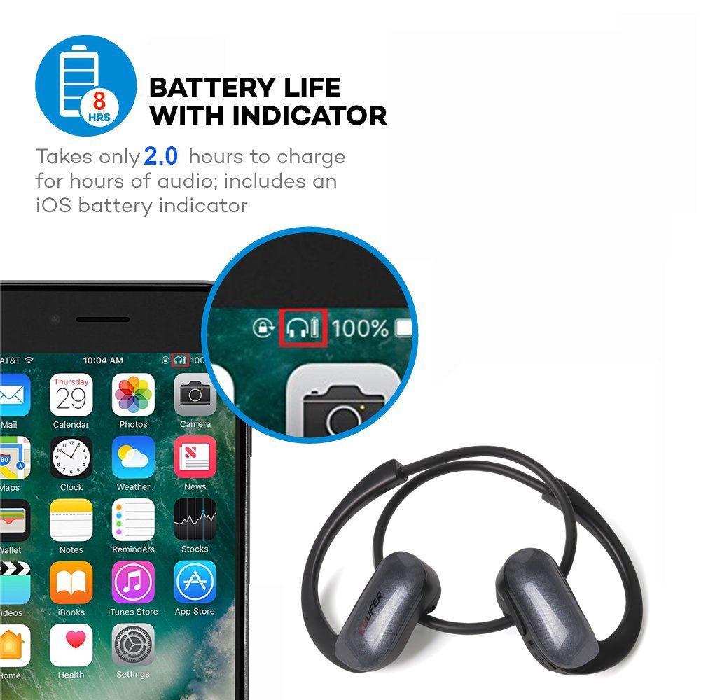 KUUFER Bluetooth Headphones, Wireless Earphones for Running with Mic