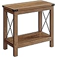 VASAGLE 2-Tier End Table, Side Table with Bottom Shelf, Nightstand for Small Spaces, for Living Room, Bedroom, Farmhouse Style, Honey Brown ULET235K41