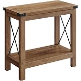 VASAGLE 2-Tier End Side Table, Small Accent Nightstand with Bottom Shelf | Narrow Bedside Table for Small Spaces, Living Room, Bedroom, Office, Farmhouse Style, Honey Brown ULET235K41