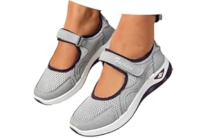 Mary Jane Platform Walking Shoes for Women Non Slip Orthopedic Mesh Sneakers Round Toe Lightweight Breathable Comfortable Sli