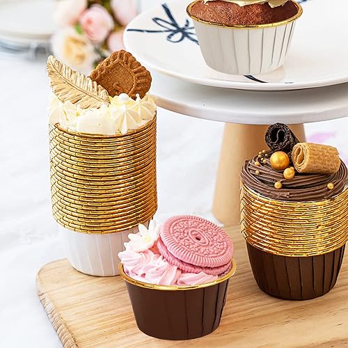 Cupcake Liners with Lids 50 Pack, Disposable Muffin Baking Cups