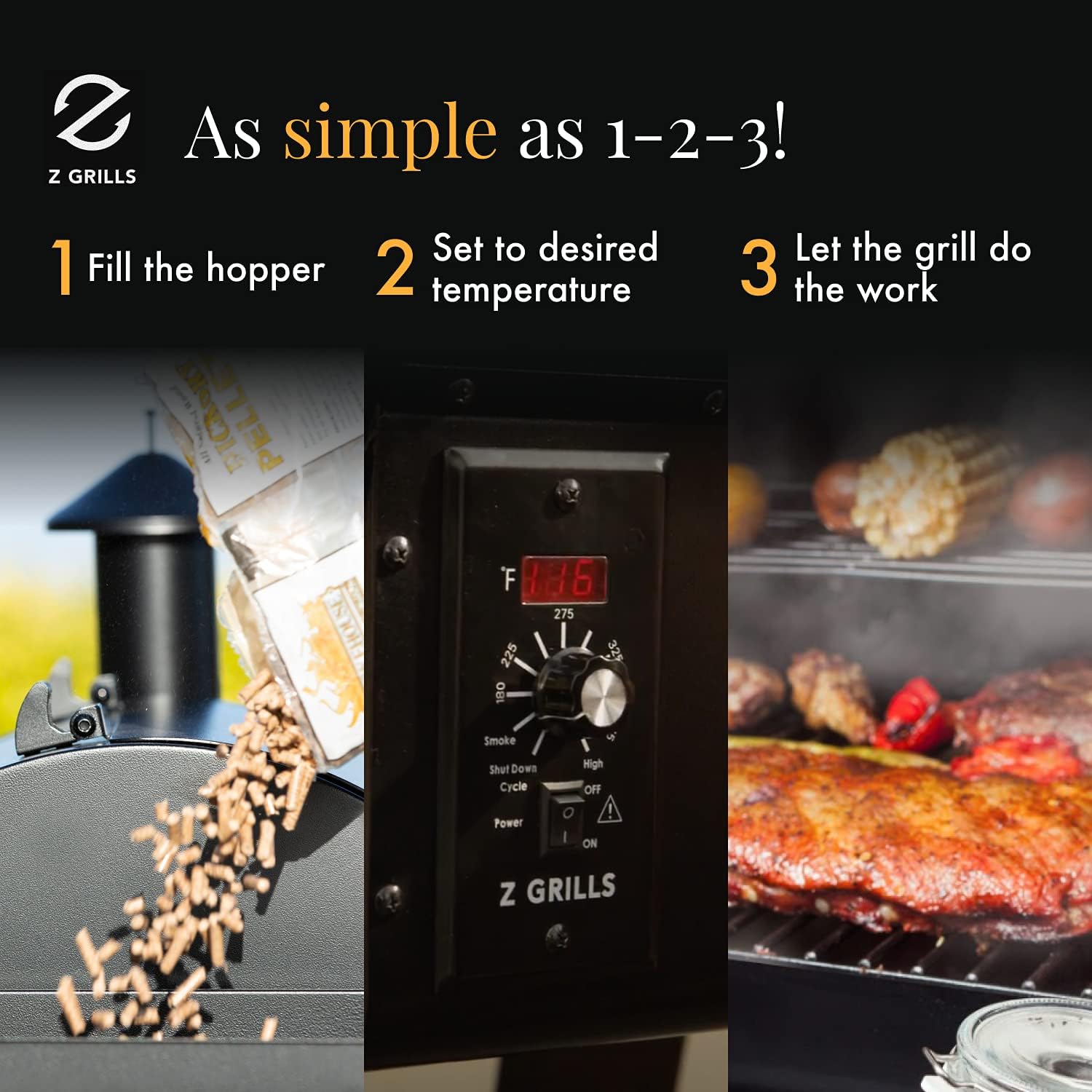 Z GRILLS ZPG-450A 2020 Upgrade Wood Pellet Grill & Smoker 6 in 1 BBQ Grill Auto Temperature Control, 450 Sq in Bronze: Garden & Outdoor