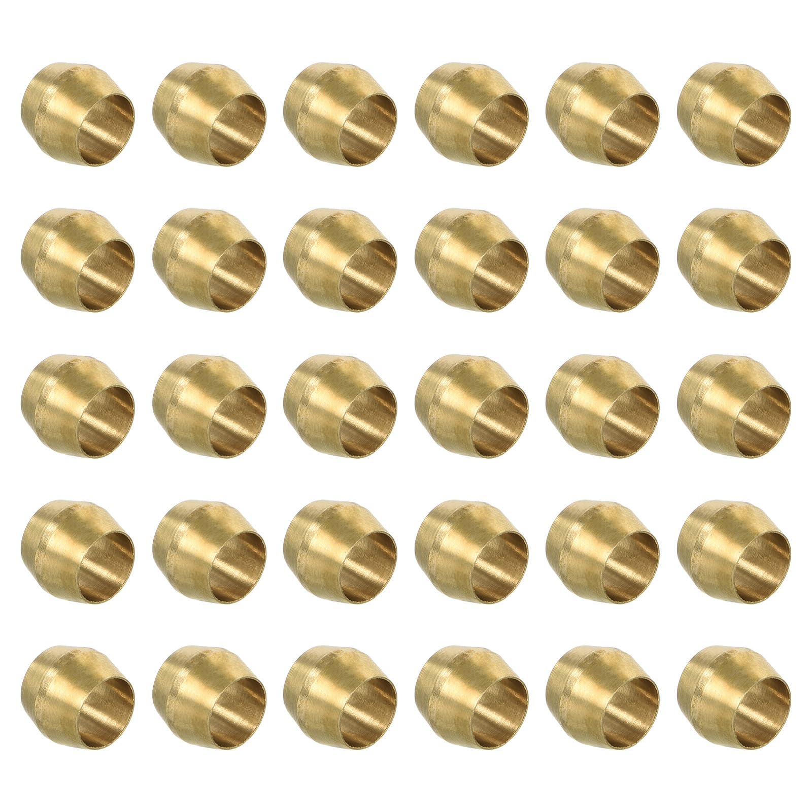PATIKIL 3/16" ID Compression Sleeve Ferrules, 30 Pack Brass Sleeve Ferrules Compression Fitting Assortment Kit for Water Oil Air Pipe