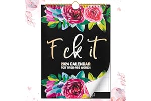 PAOEIOV 2024 Wall Calendar for Women | Funny Sweary Monthly Planner Gag Gift | Fu-ck it 2024 Home Office Hanging Calendar