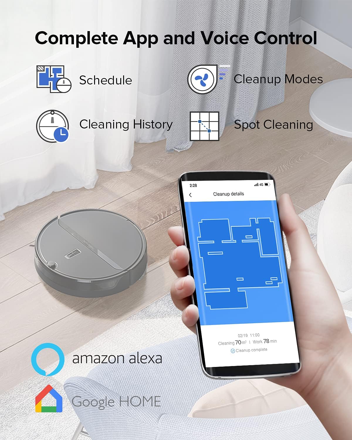 roborock E4 Robot Vacuum Cleaner, Internal Route Plan with 2000Pa Strong Suction, 200min Runtime, Carpet Boost, APP Total Control Robotic Vacuum, Ideal for Pets and Larger Home, Works with Alexa: Kitchen & Dining