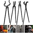 Blacksmith Tongs Set Knife Making Forge Tongs for Bladesmithing & Blacksmithing - 4 Tongs Tool Kit